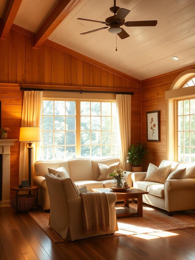 A warm, lamp-lit craftsman living room